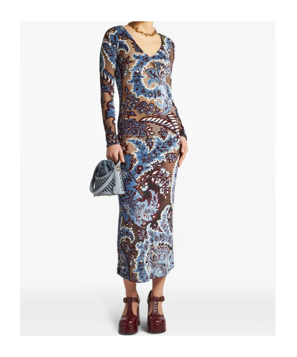 Jacquard Velvet Tulle Dress