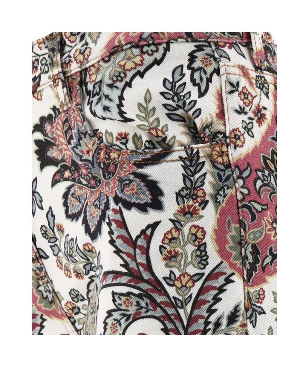 Paisley-Printed Logo Patch Jeans