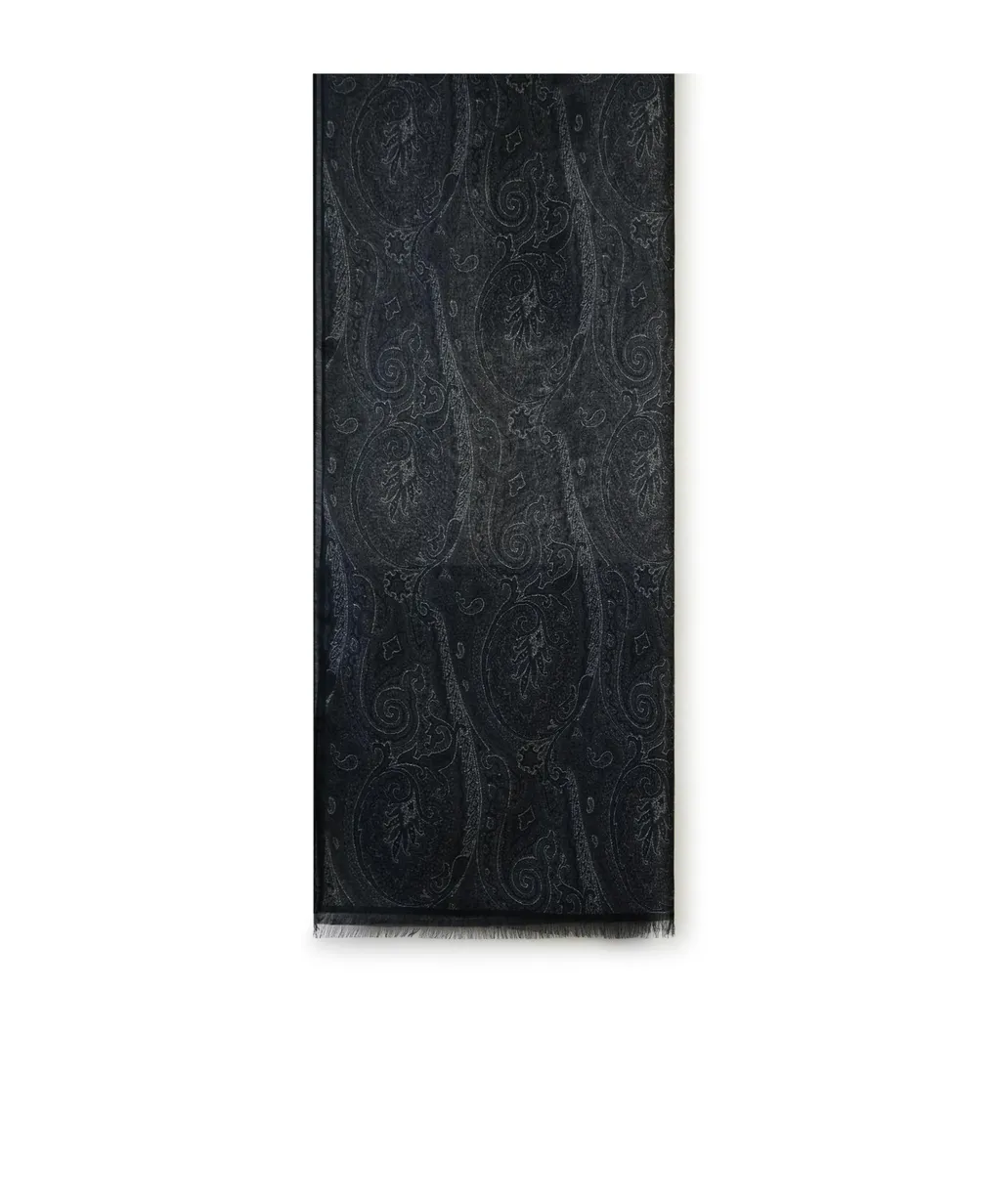 Graphic Printed Frayed-Edge Scarf
