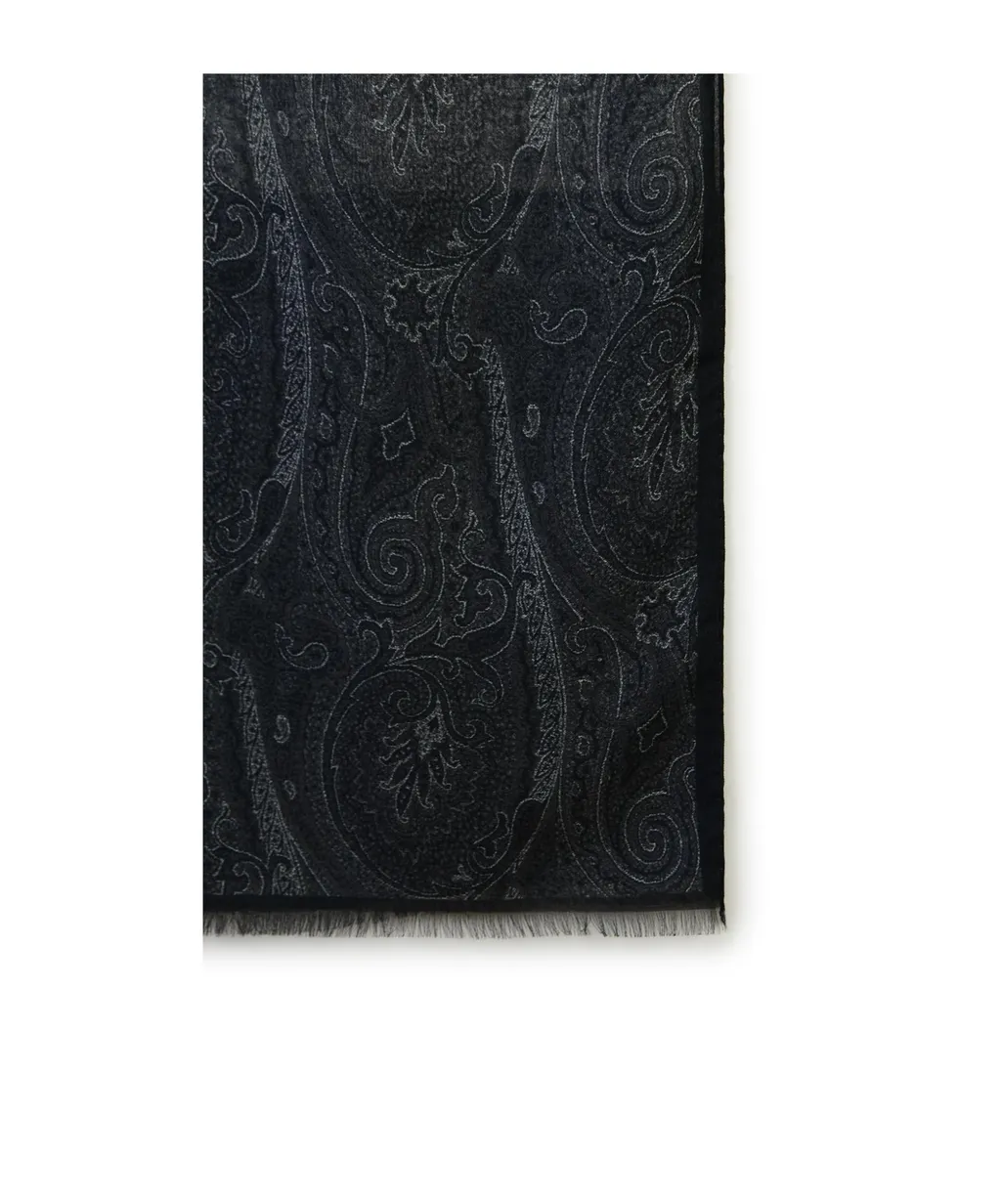 Graphic Printed Frayed-Edge Scarf