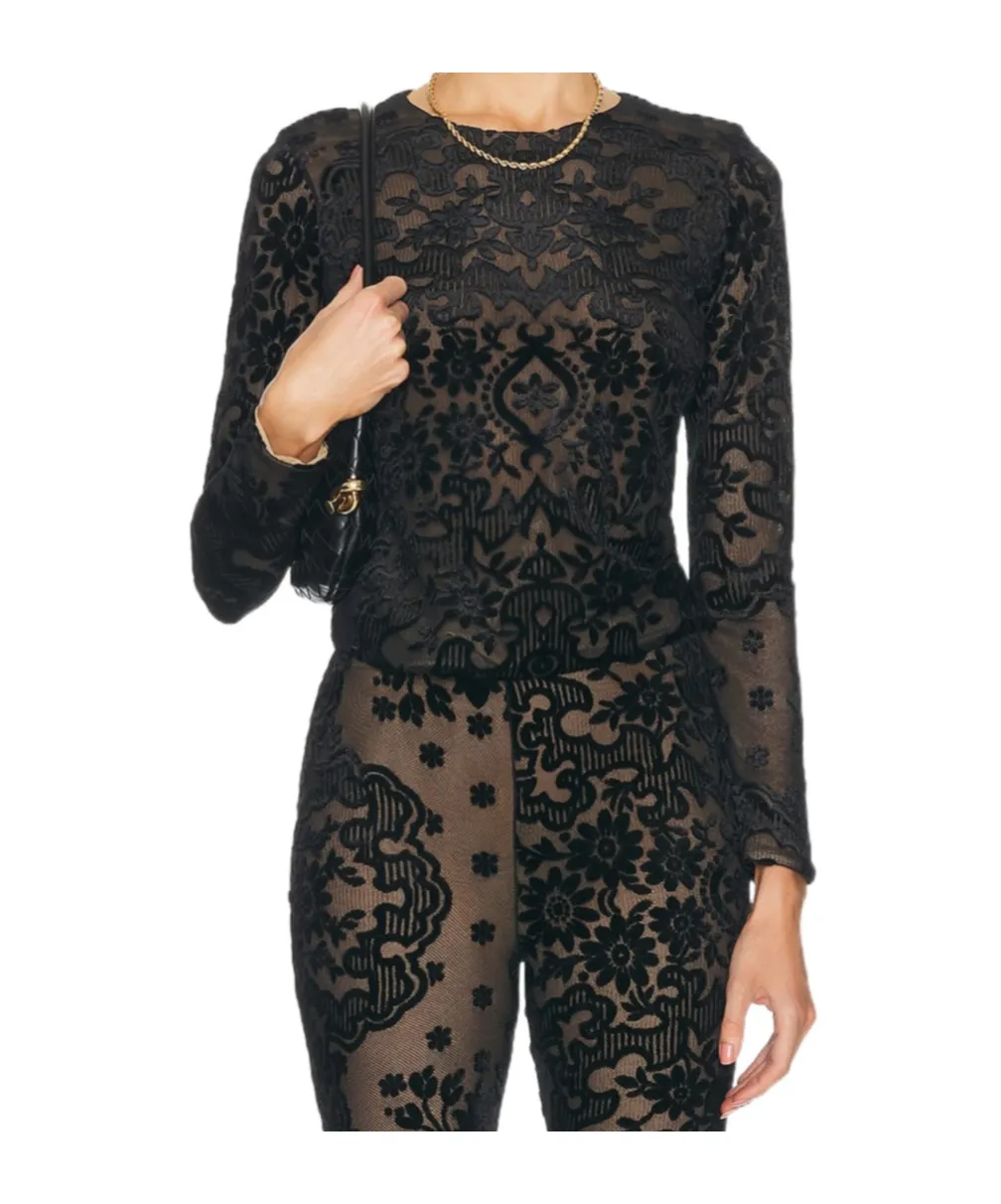 Tulle And Jacquard Velvet Top