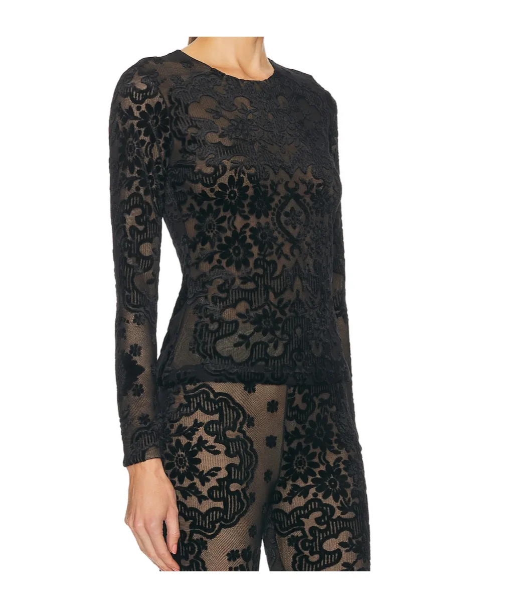 Tulle And Jacquard Velvet Top