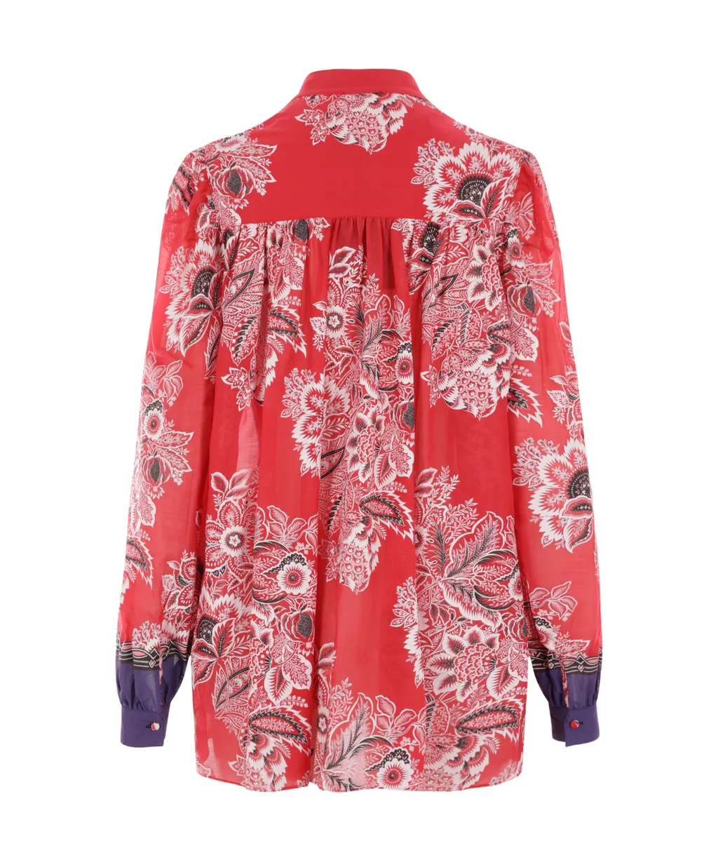 Floral-Printed Long-Sleeved Blouse