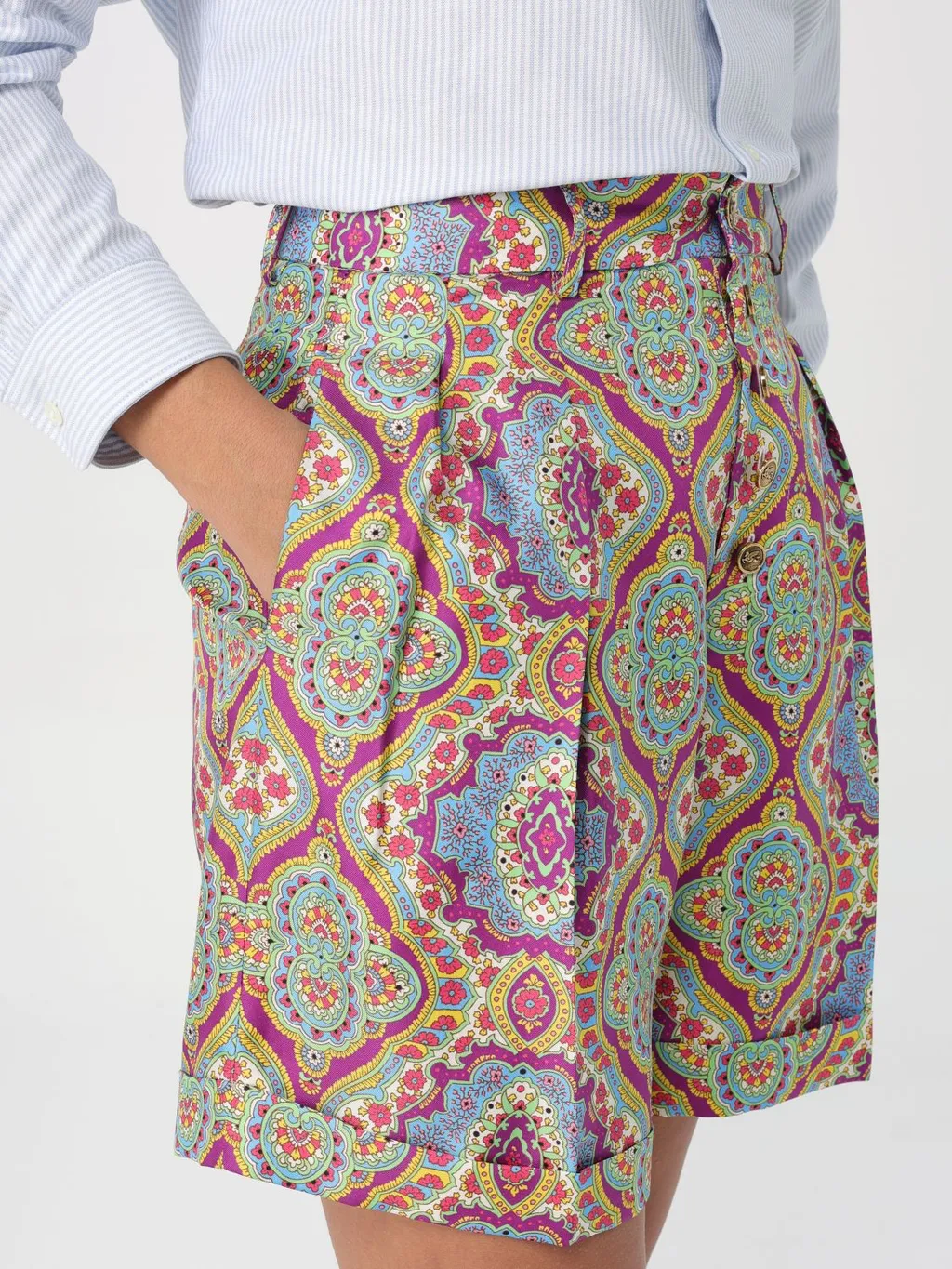 Paisley-Printed Wide-Leg Shorts