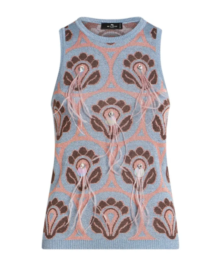 Patterned Jacquard Knitted Tank Top