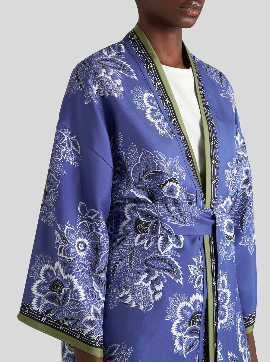 Floral-Printed Belted-Waist Robe