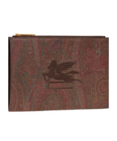 Paisley Printed Logo Embroidered Pouch