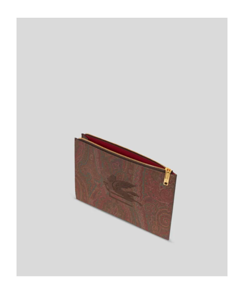 Paisley Printed Logo Embroidered Pouch