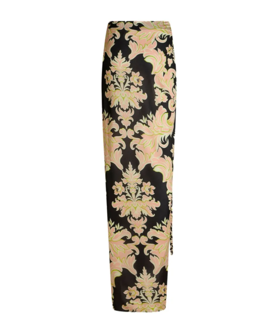 Floral Printed Wrap Maxi Skirt