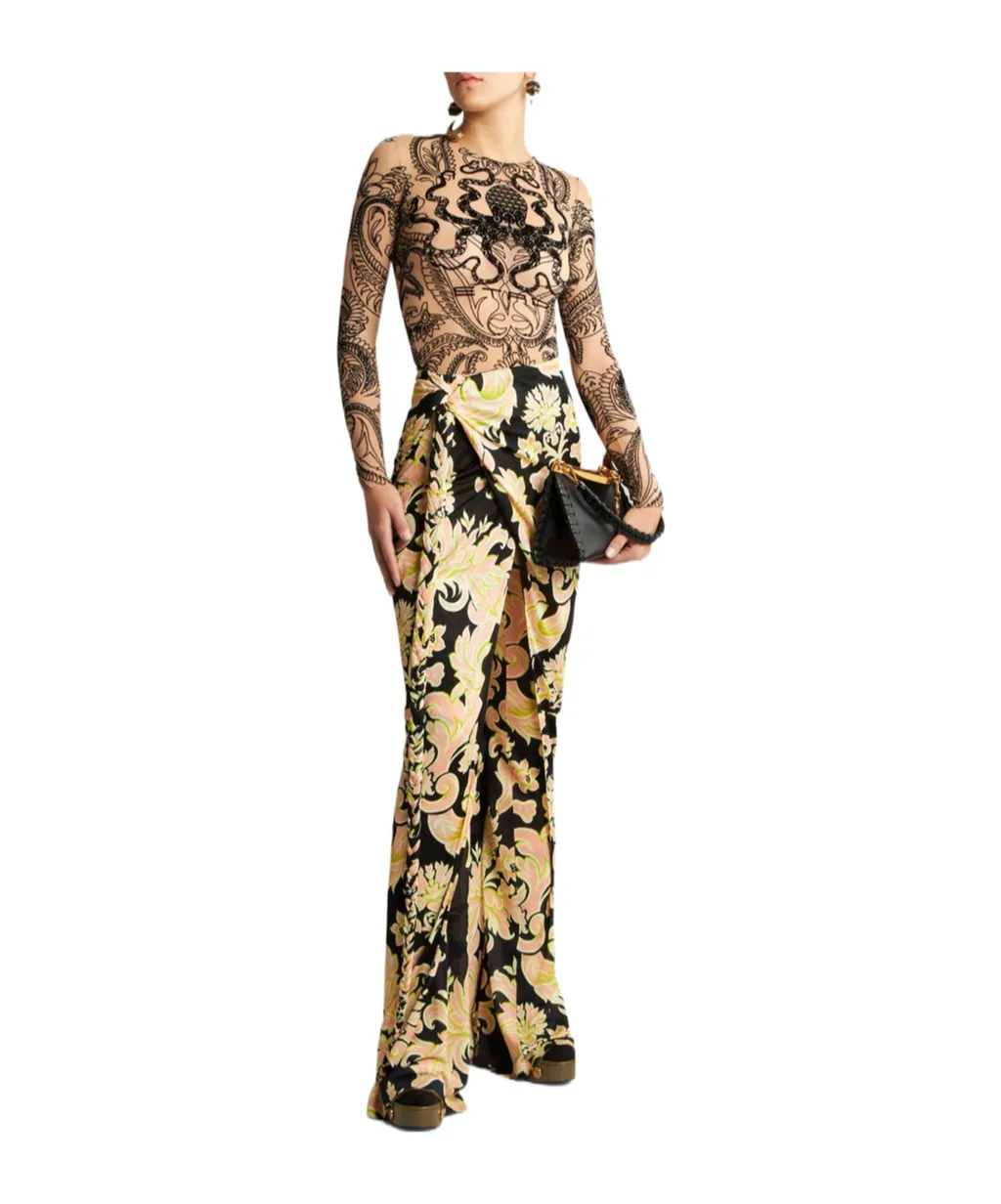 Floral Printed Wrap Maxi Skirt