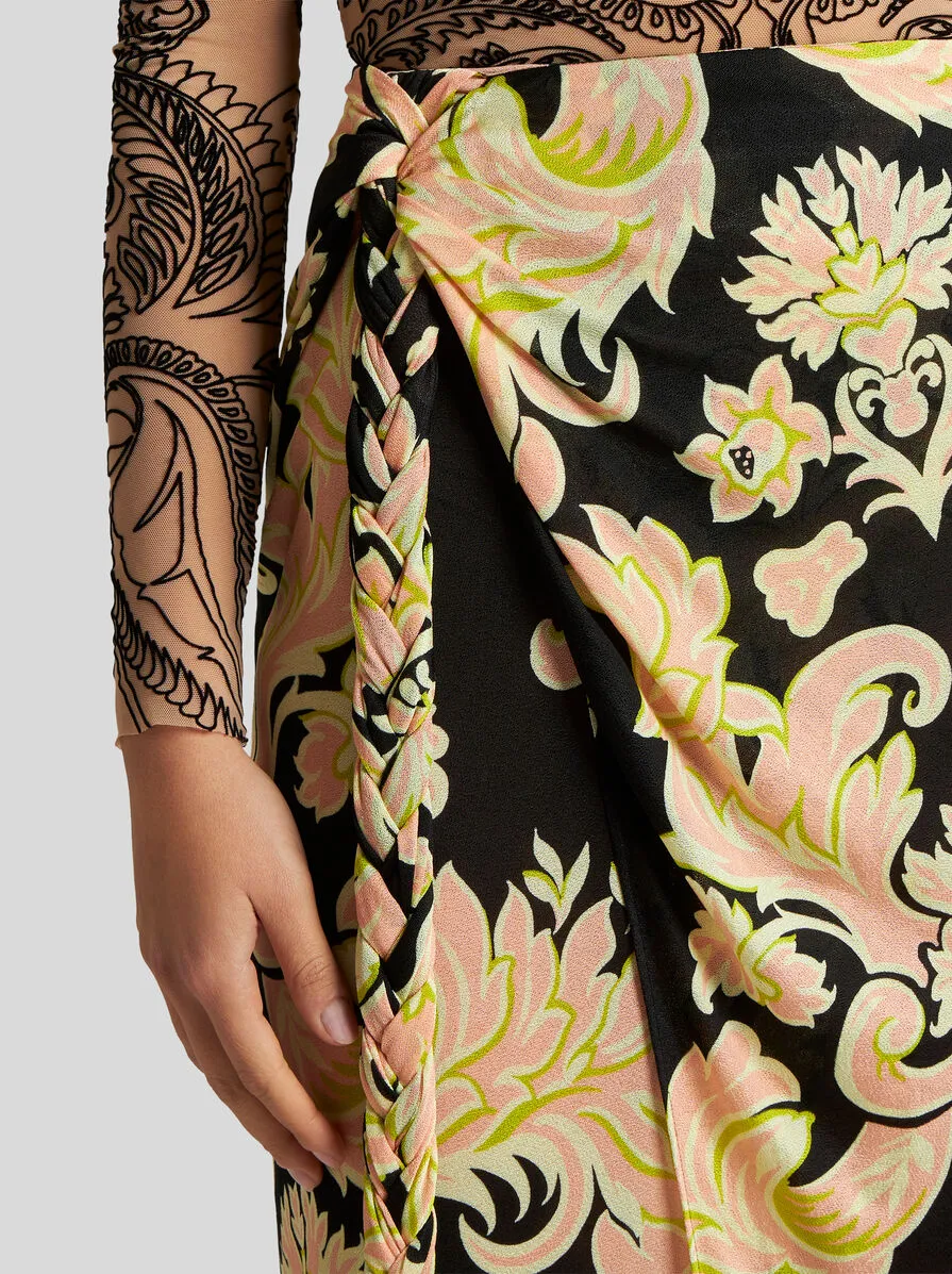 Floral Printed Wrap Maxi Skirt