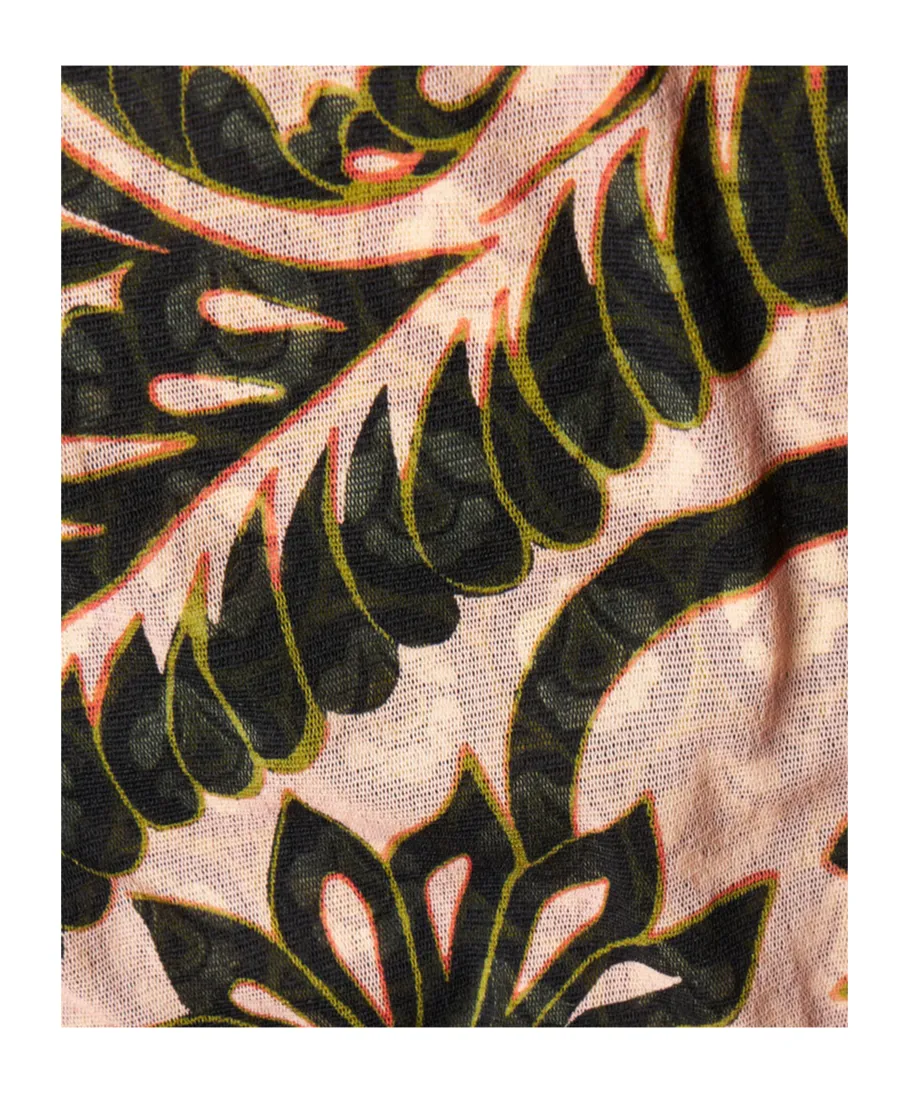 Paisley Print V-Neck Tulle Maxi Dress