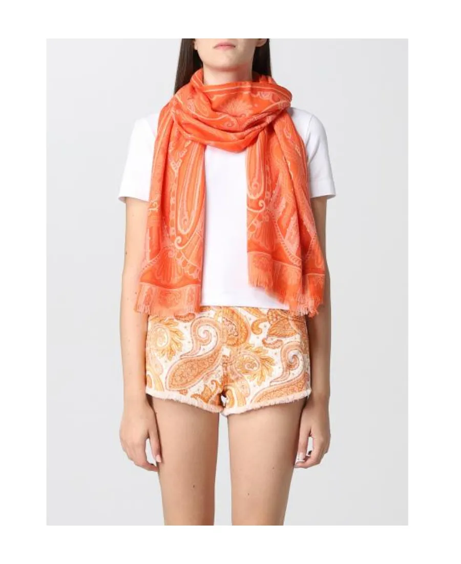 Graphic Printed Frayed Scarf