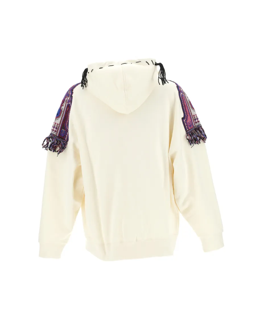 Fringe-Detailed Long-Sleeved Hoodie
