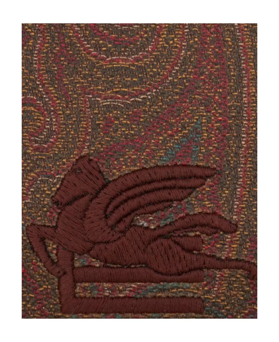 Paisley Print Logo Embroidered Bi-Fold Cardholder