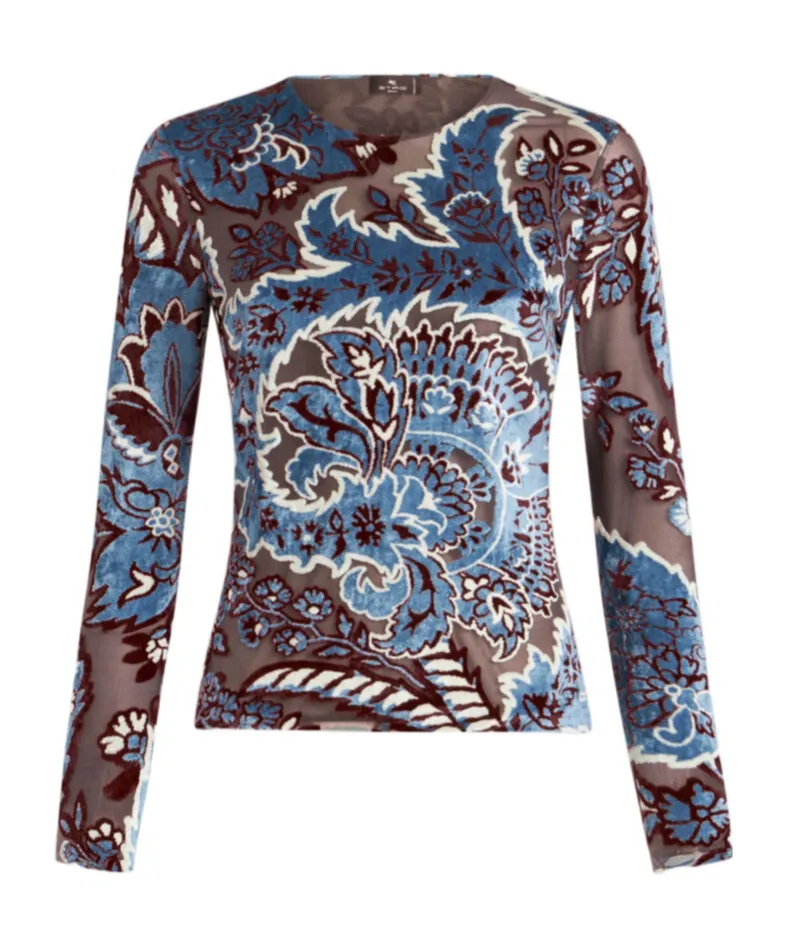 Tulle Jacquard Velvet Top