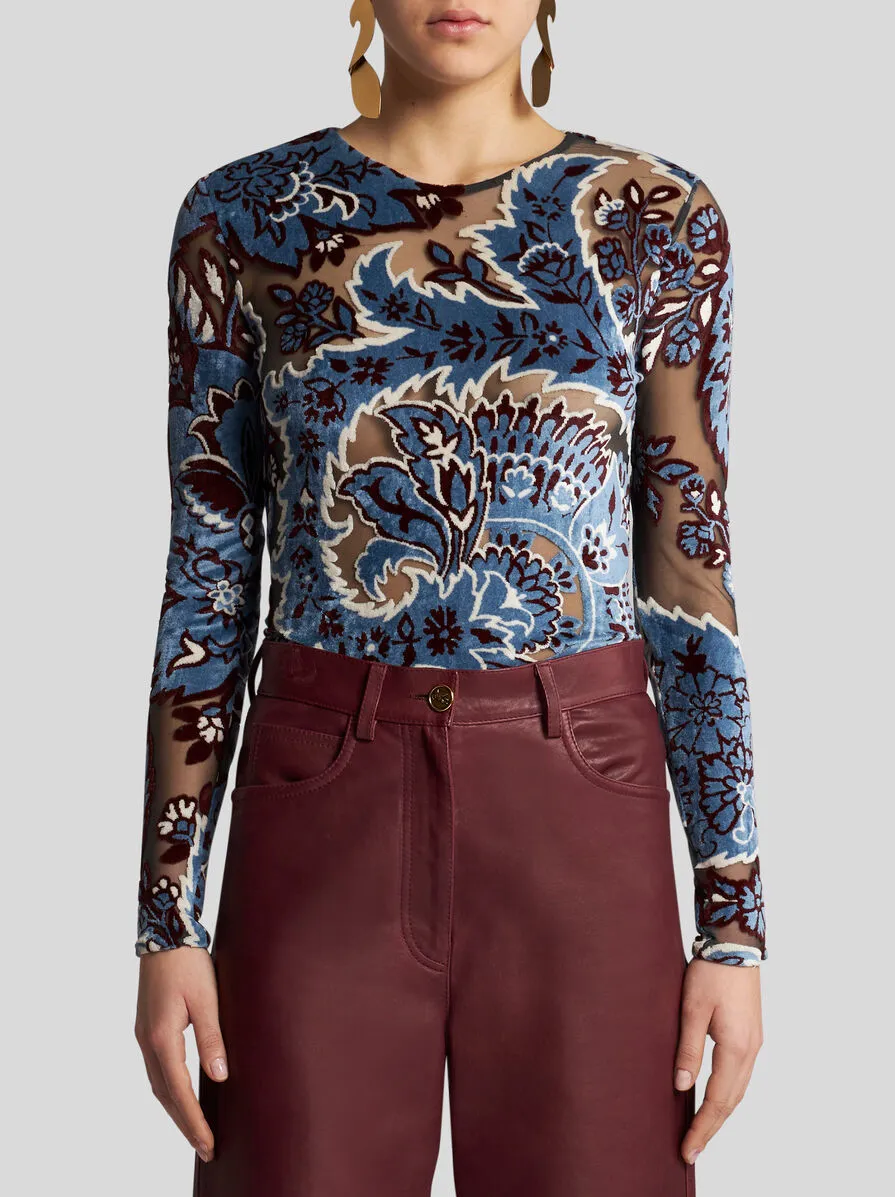 Tulle Jacquard Velvet Top