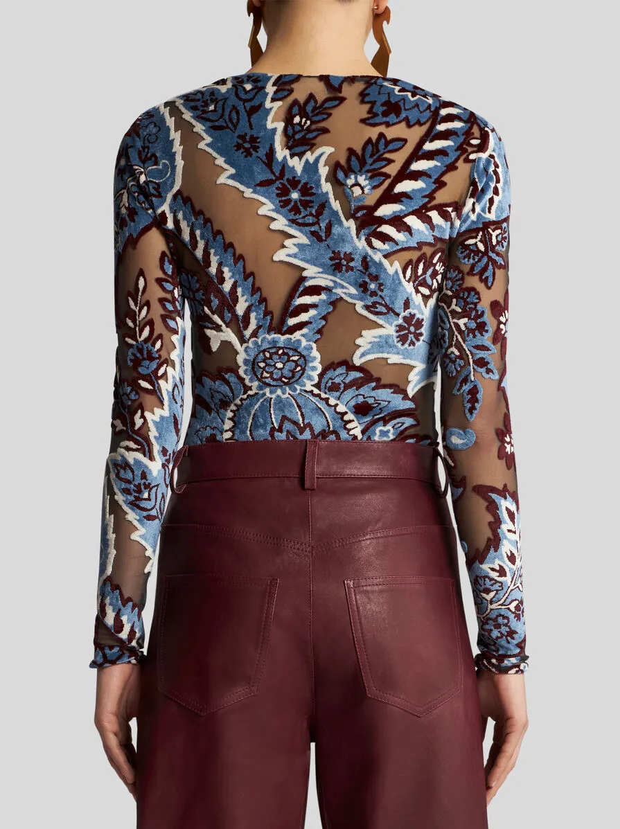 Tulle Jacquard Velvet Top