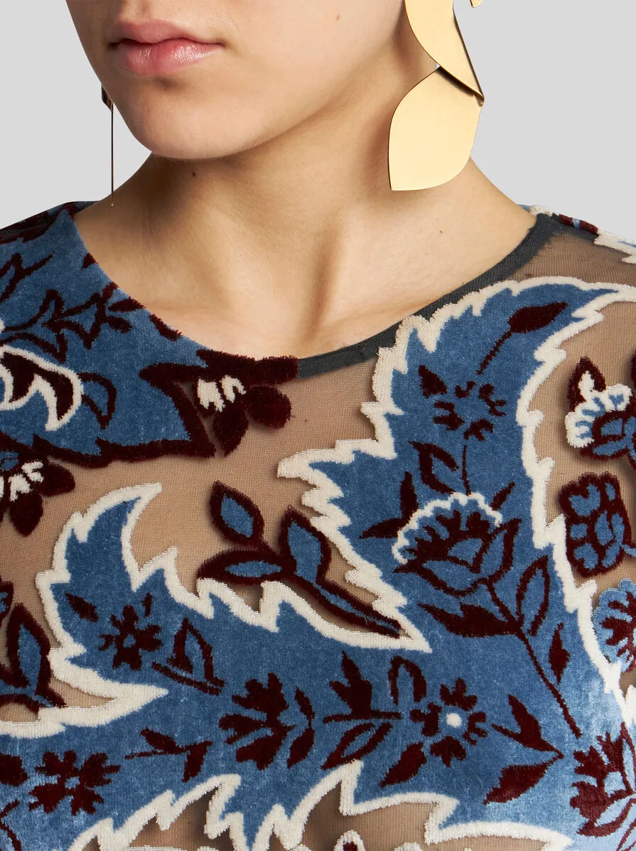 Tulle Jacquard Velvet Top