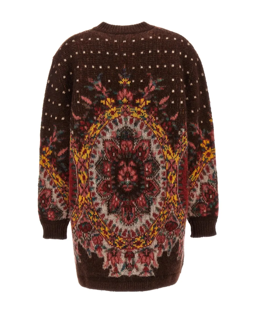 Jacquard Pattern Button-Up Cardigan