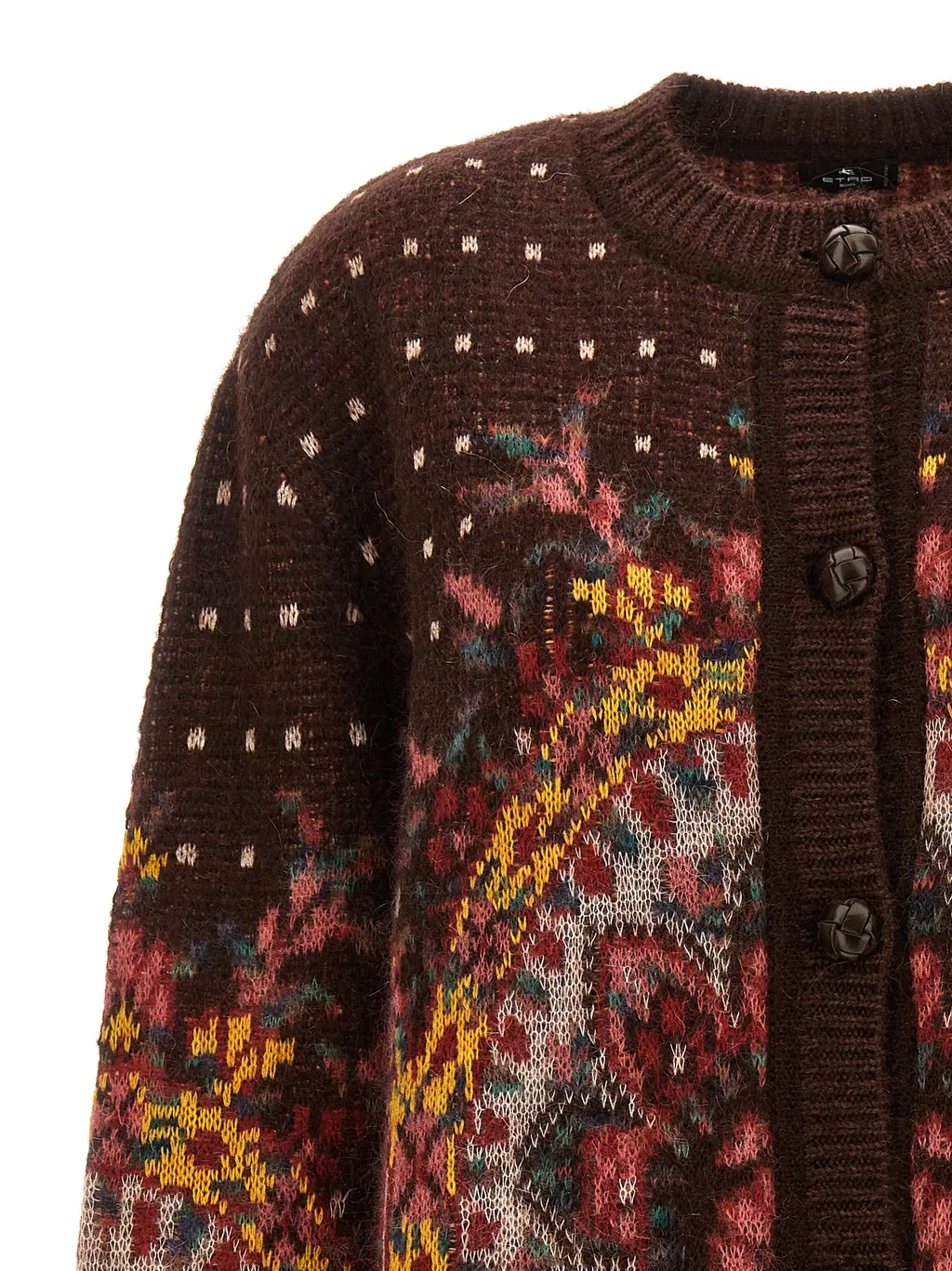 Jacquard Pattern Button-Up Cardigan