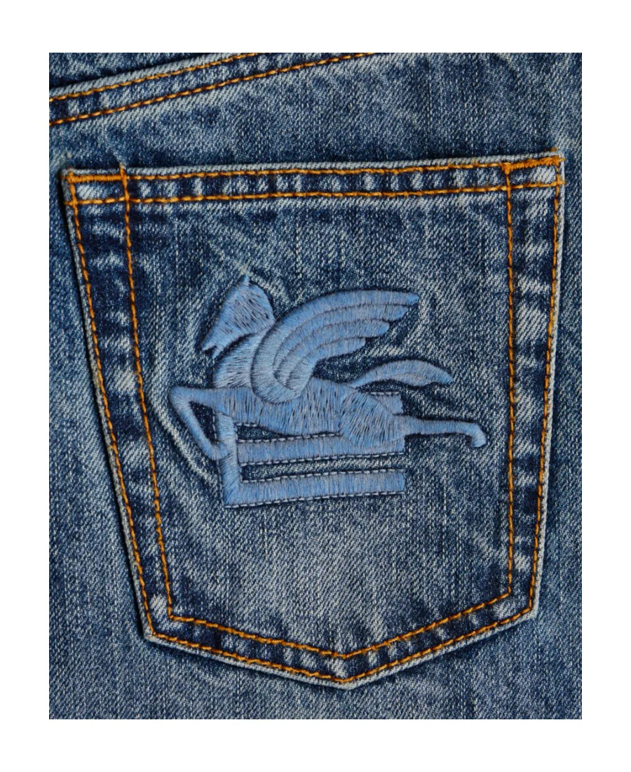 Logo Embroidered Wide-Leg Jeans