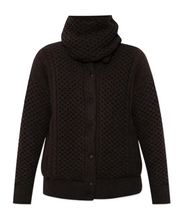 Funnel-Neck Knitted Bomber Jacket