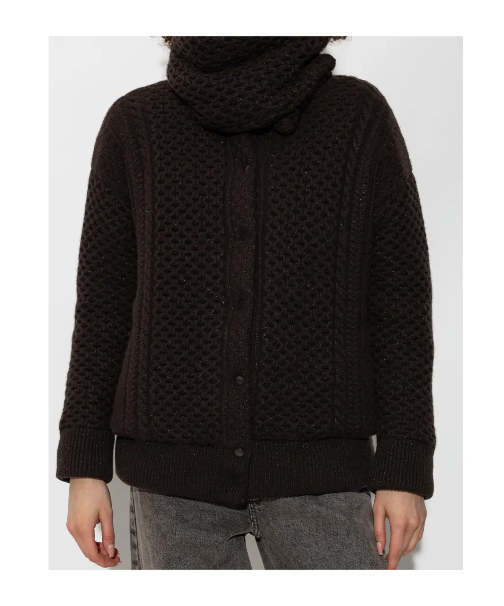 Funnel-Neck Knitted Bomber Jacket