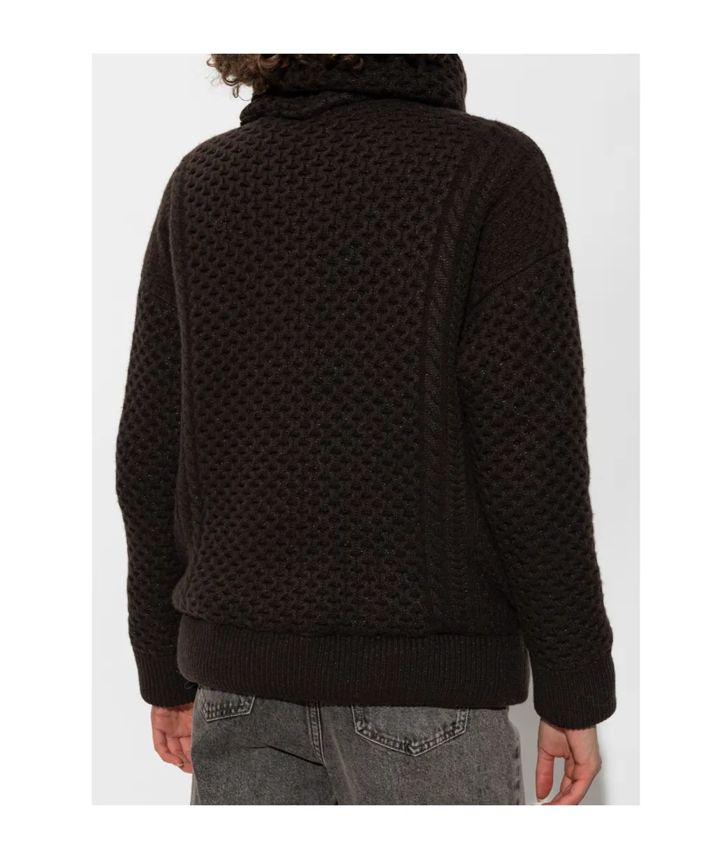 Funnel-Neck Knitted Bomber Jacket