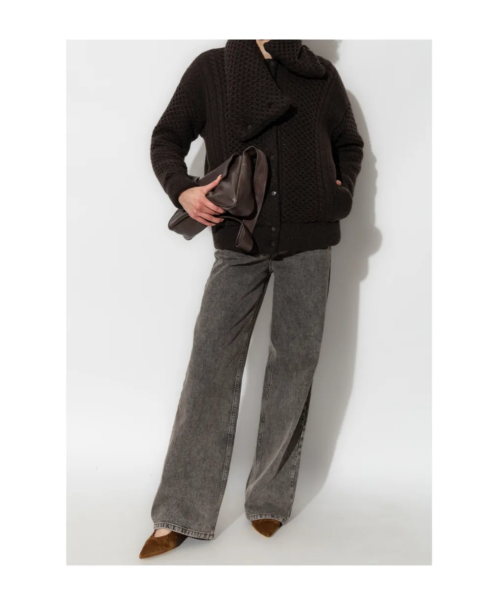 Funnel-Neck Knitted Bomber Jacket