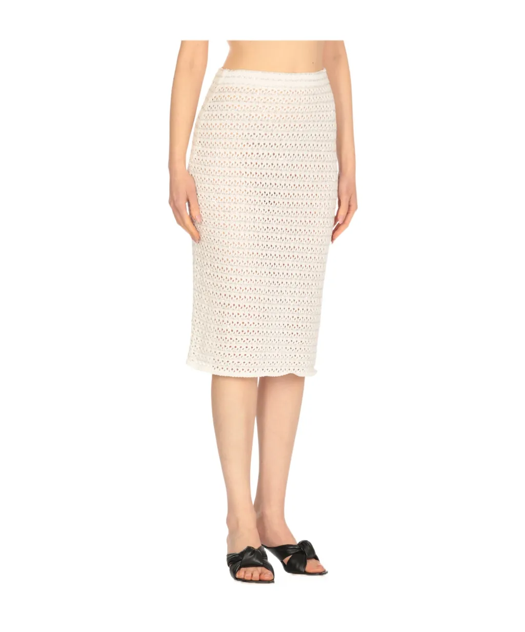 Sequinned Open-Knit Midi Skirt