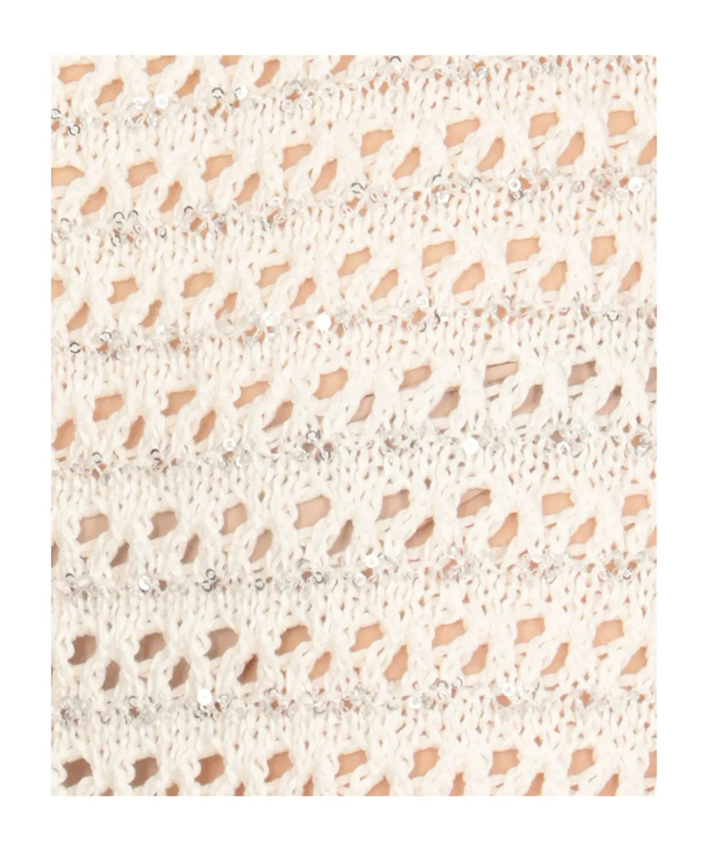 Sequinned Open-Knit Midi Skirt