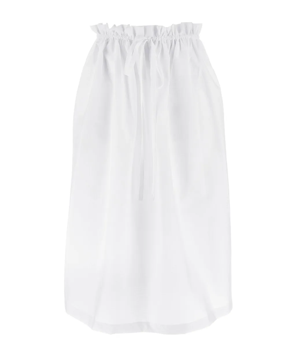 Gathered Waist Drawstring Midi Skirt