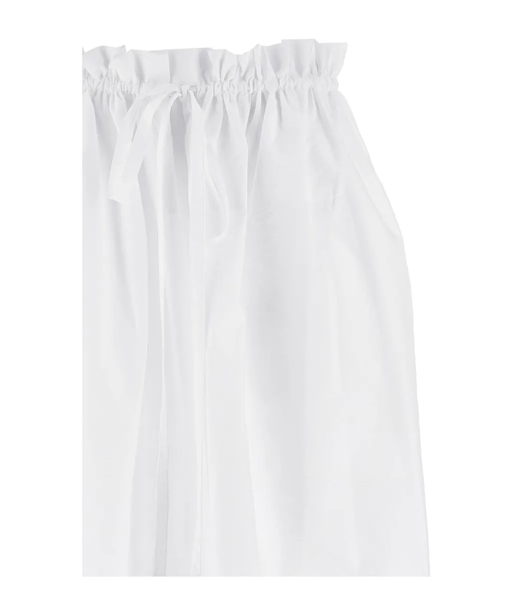 Gathered Waist Drawstring Midi Skirt
