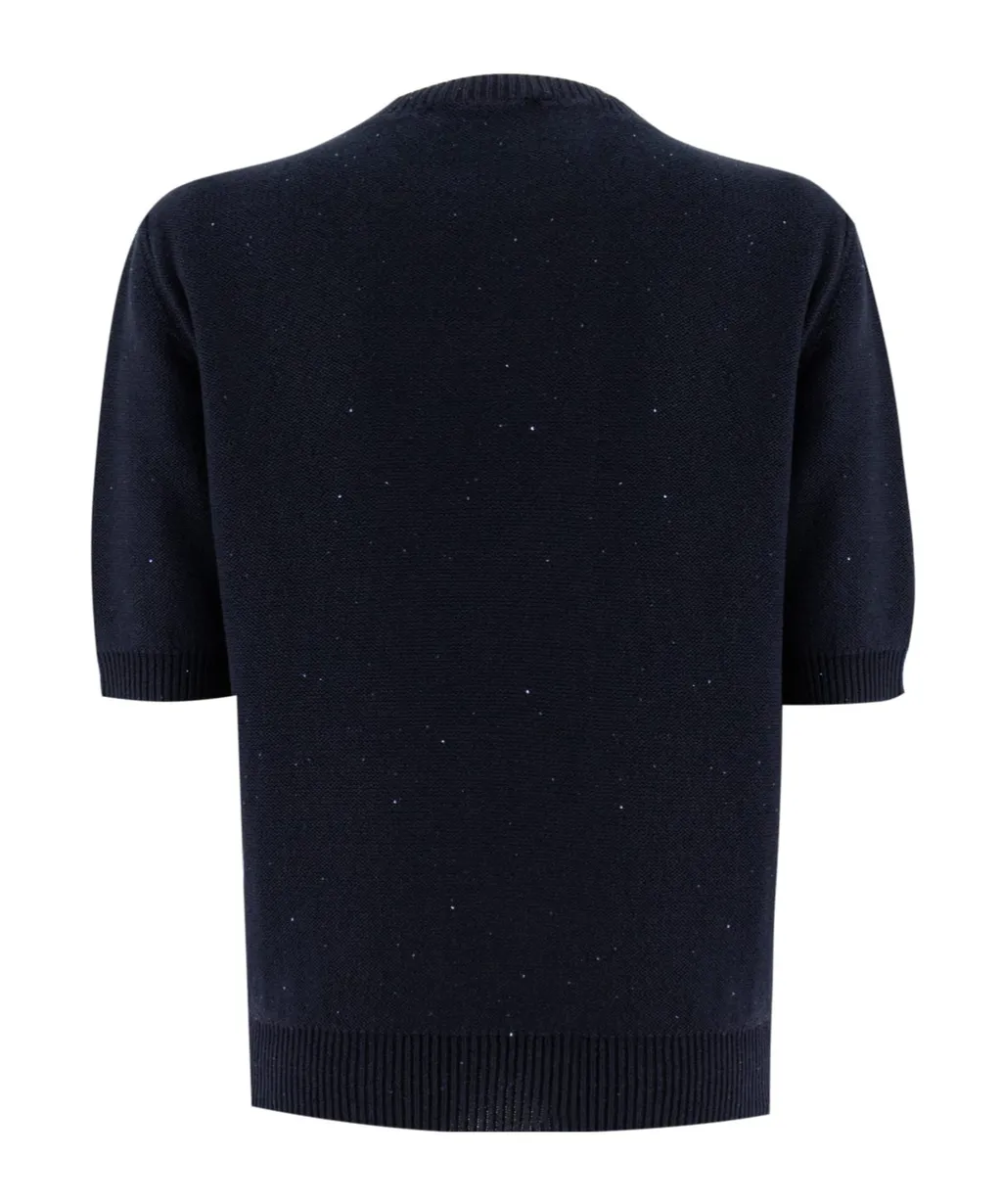 Sequinned Short Sleeved Crewneck Jumper