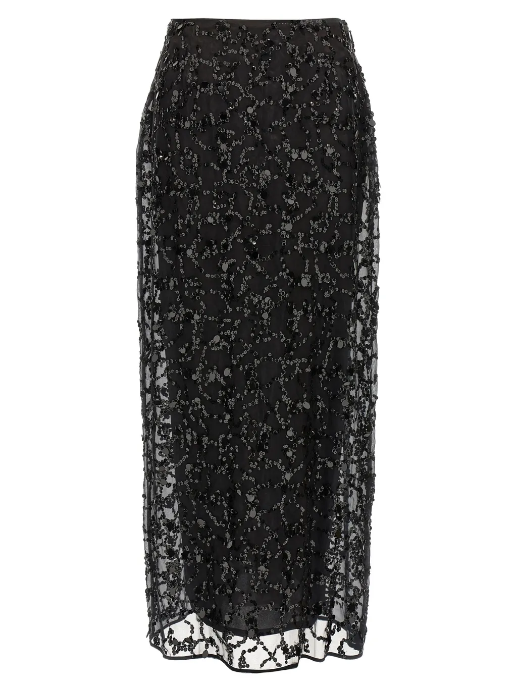 Sequin Embroidered Organza Pencil Skirt