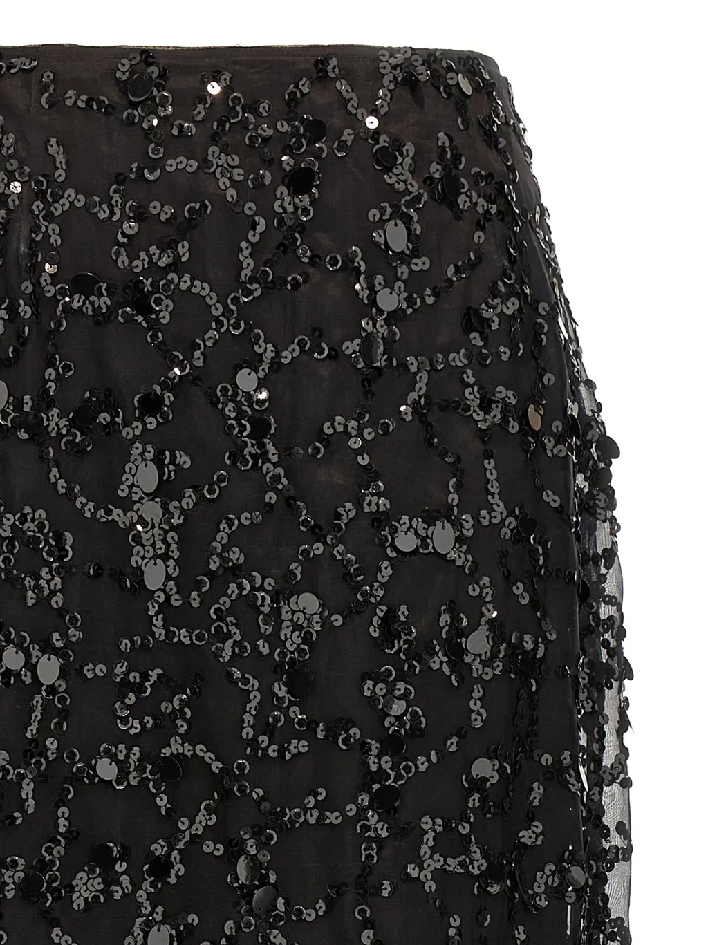 Sequin Embroidered Organza Pencil Skirt