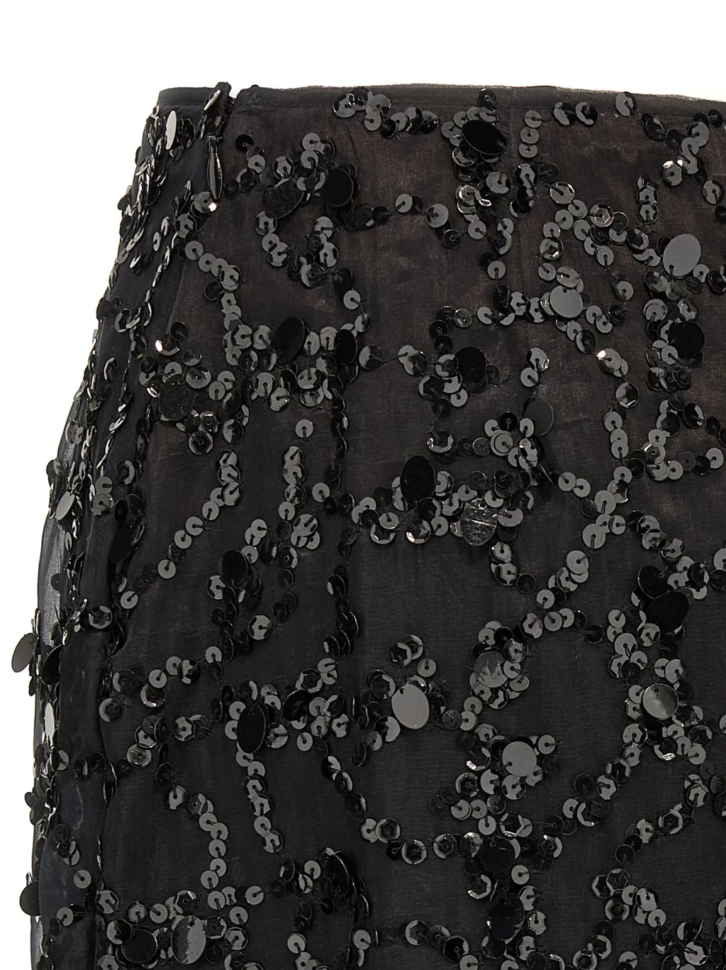 Sequin Embroidered Organza Pencil Skirt