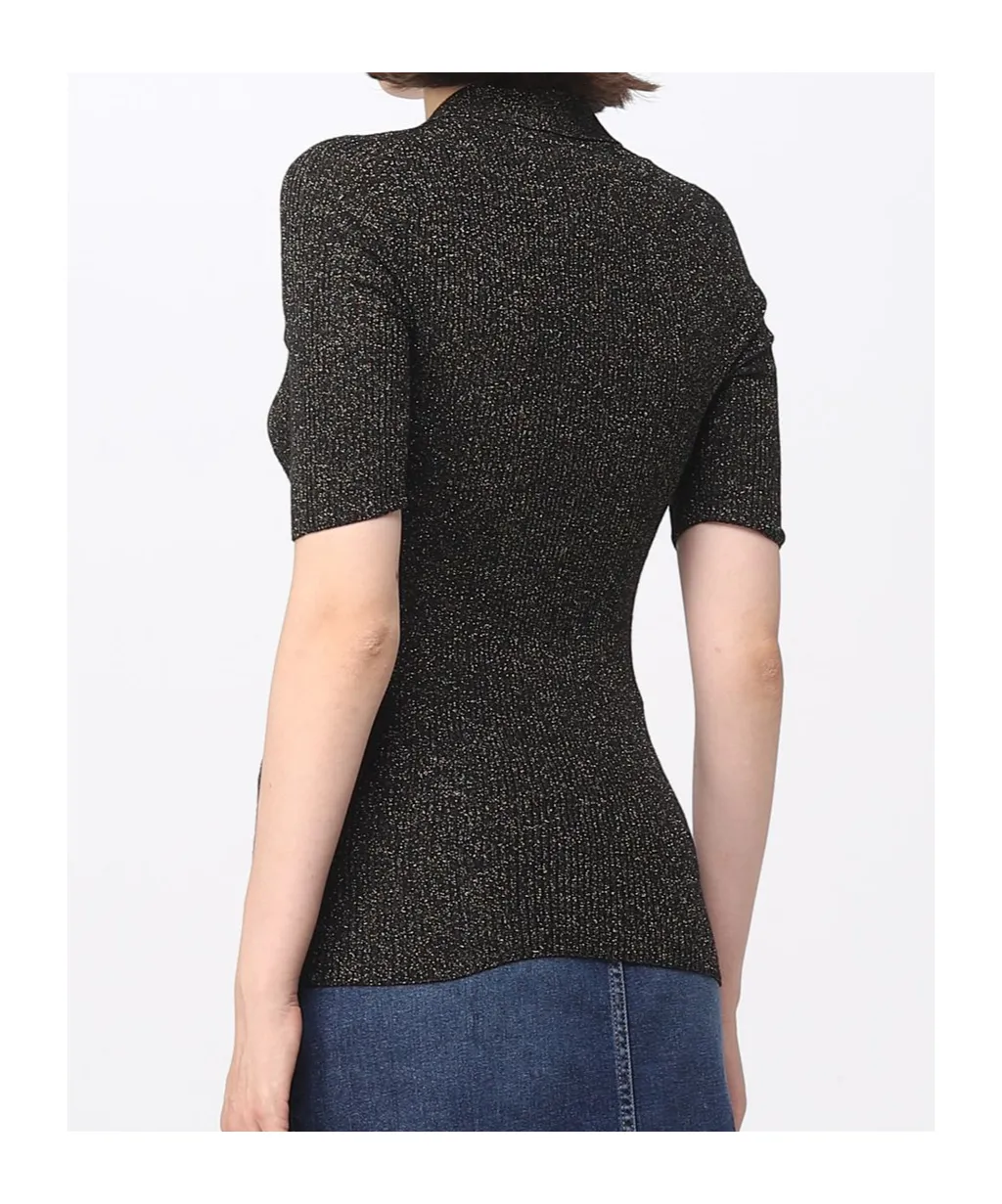 Ribbed Knit Polo Shirt