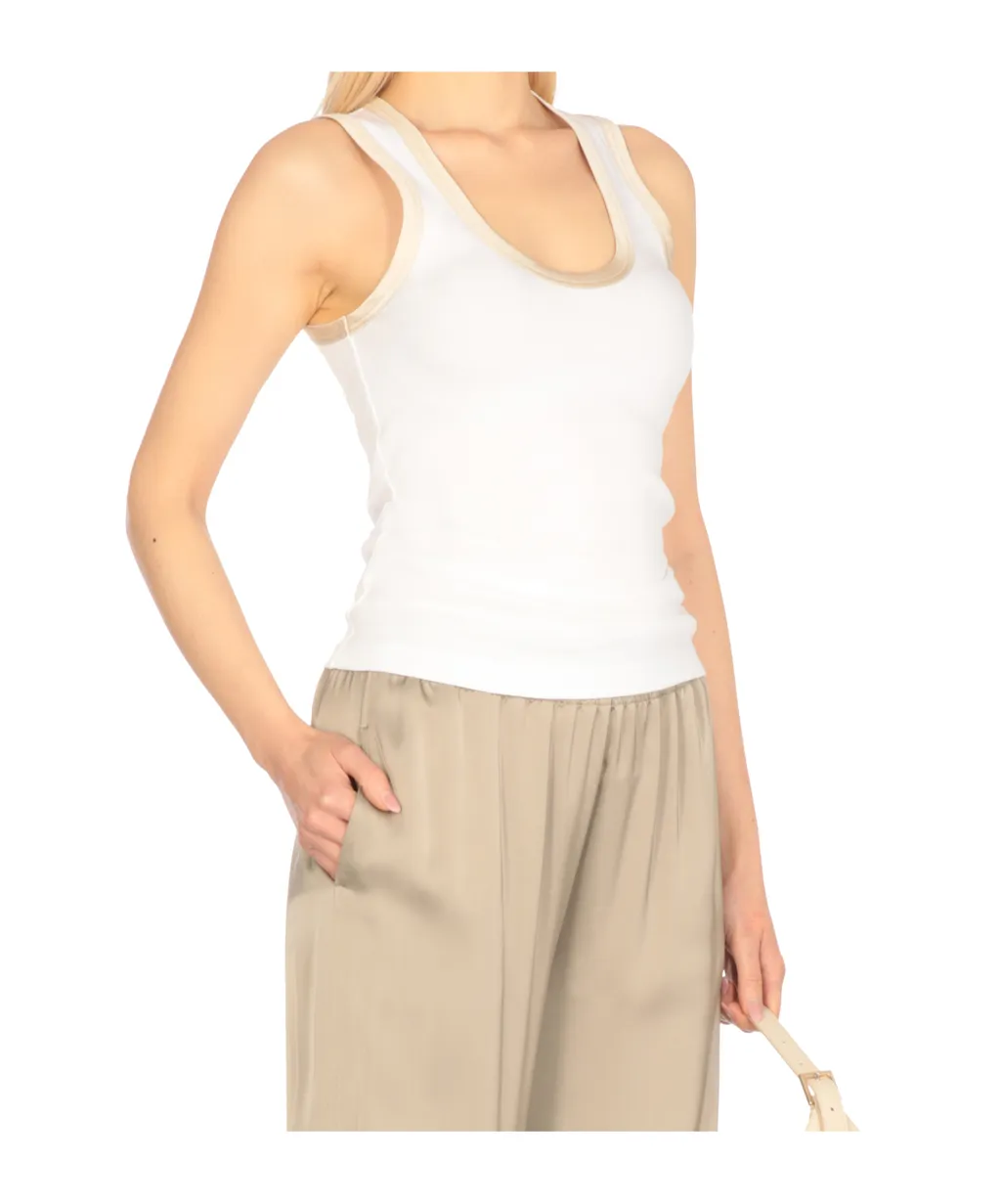 Contrasted-Border Scoop-Neck Tank Top
