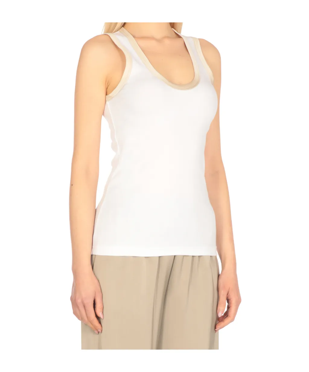 Contrasted-Border Scoop-Neck Tank Top