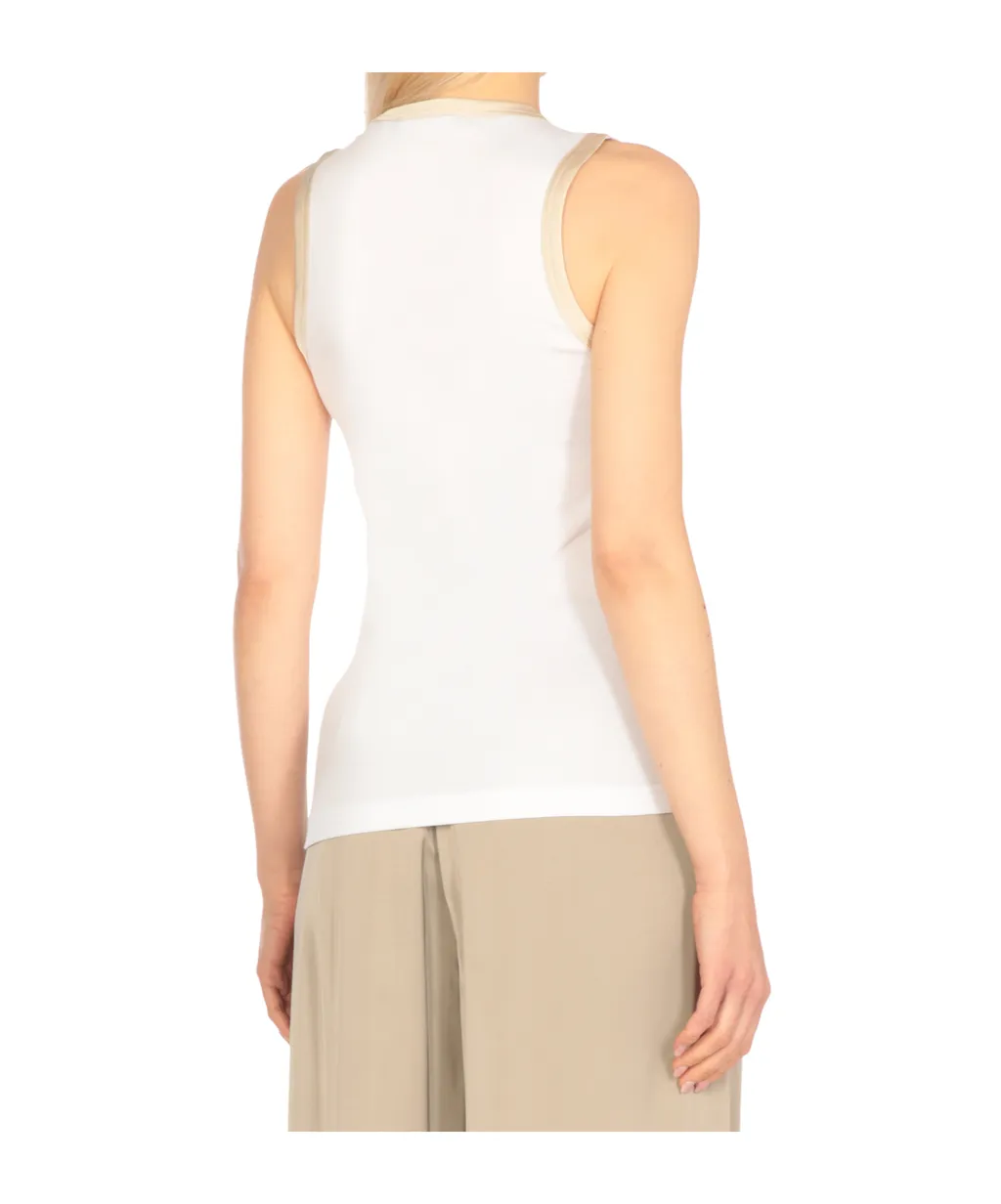 Contrasted-Border Scoop-Neck Tank Top