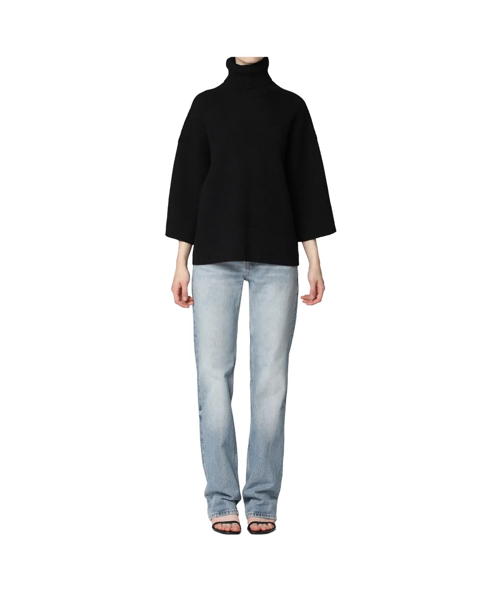 Open-Knit Roll-Neck Jumper
