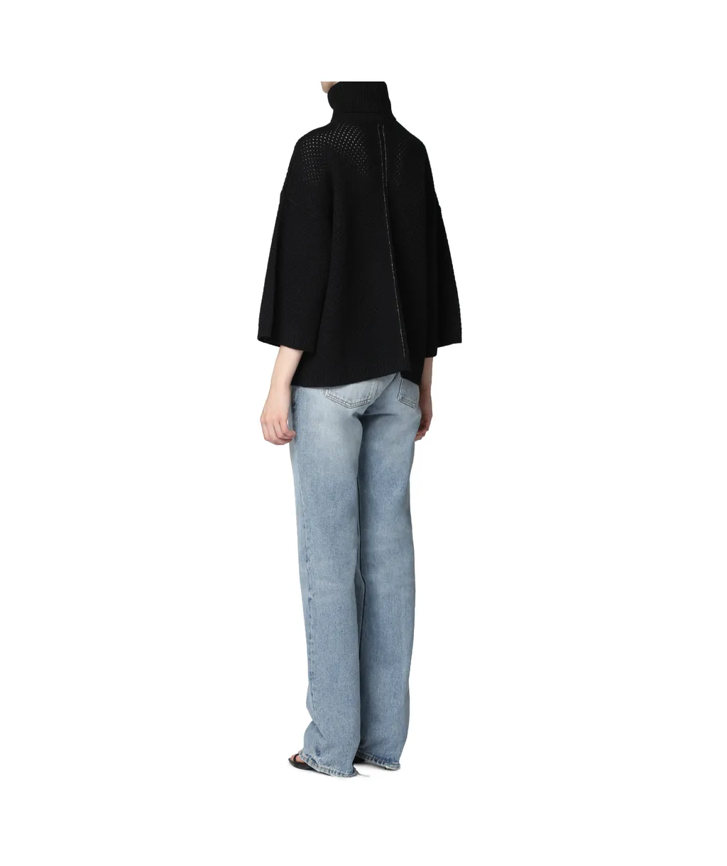 Open-Knit Roll-Neck Jumper