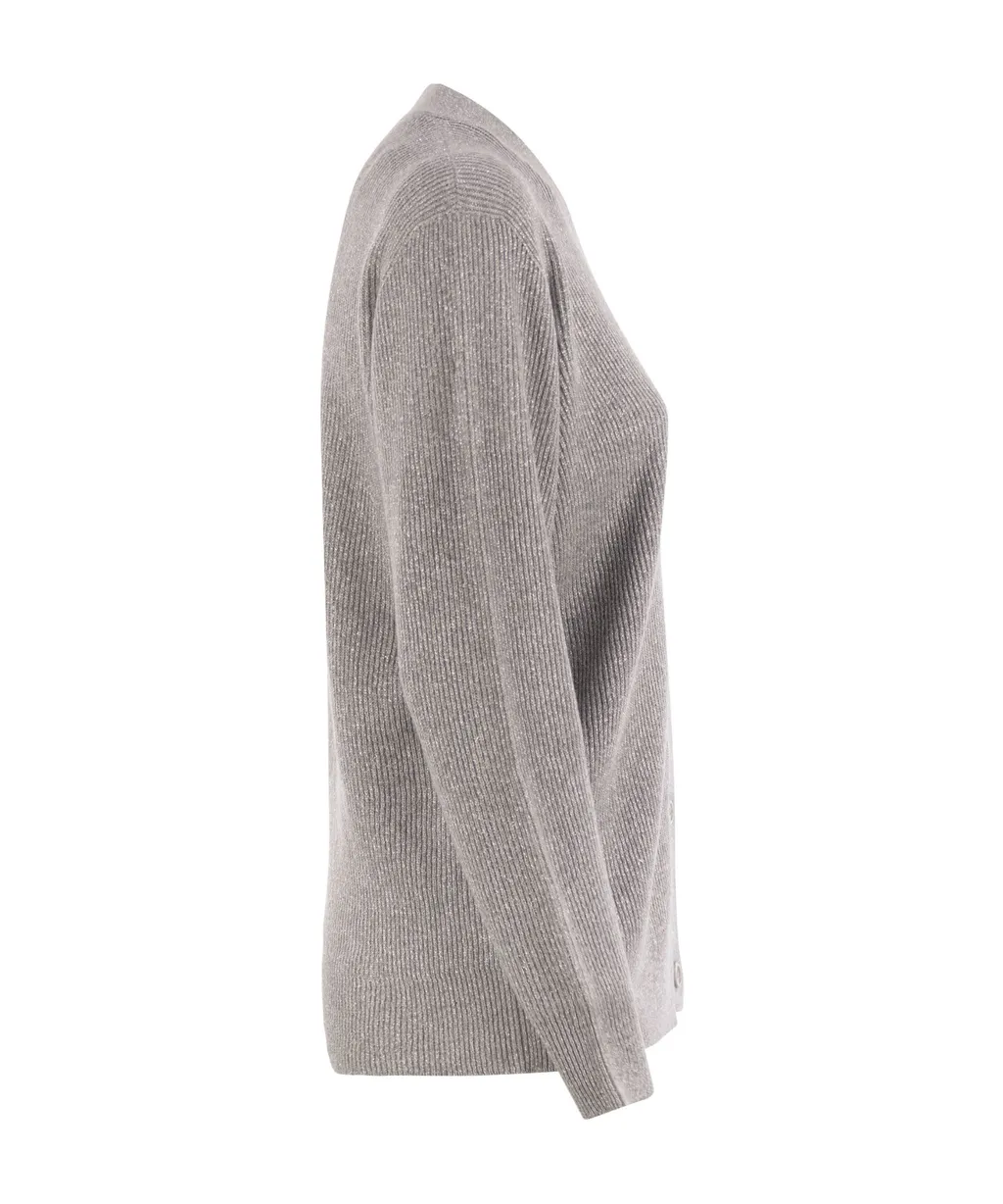 V-Neck Ribbed Cardigan