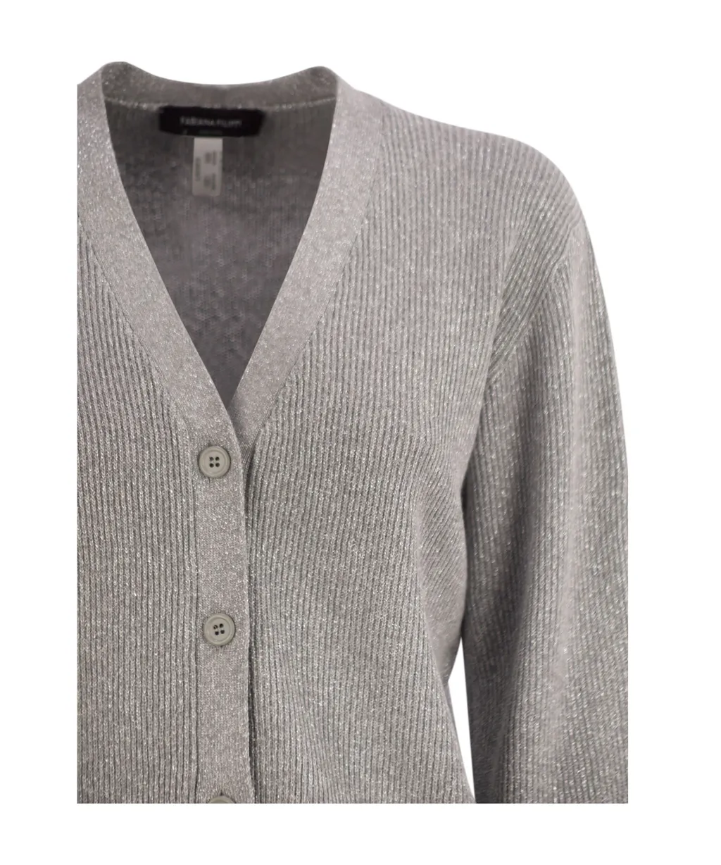 V-Neck Ribbed Cardigan