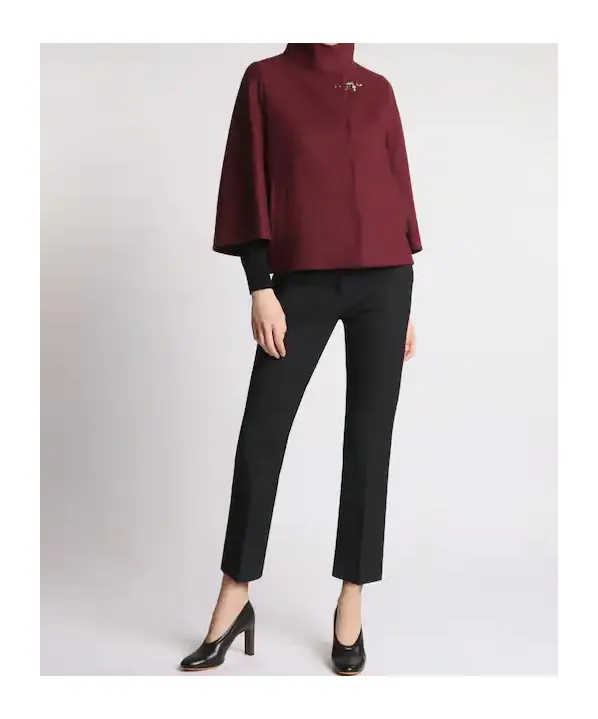 Hook-Closure Wool Cape