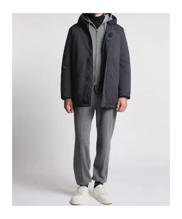 Hooded Gabardine Caban Coat