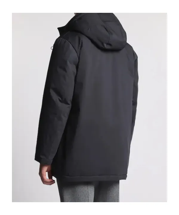 Hooded Gabardine Caban Coat