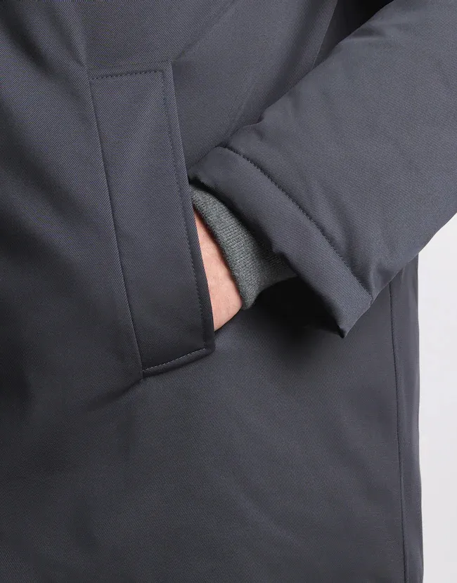 Hooded Gabardine Caban Coat